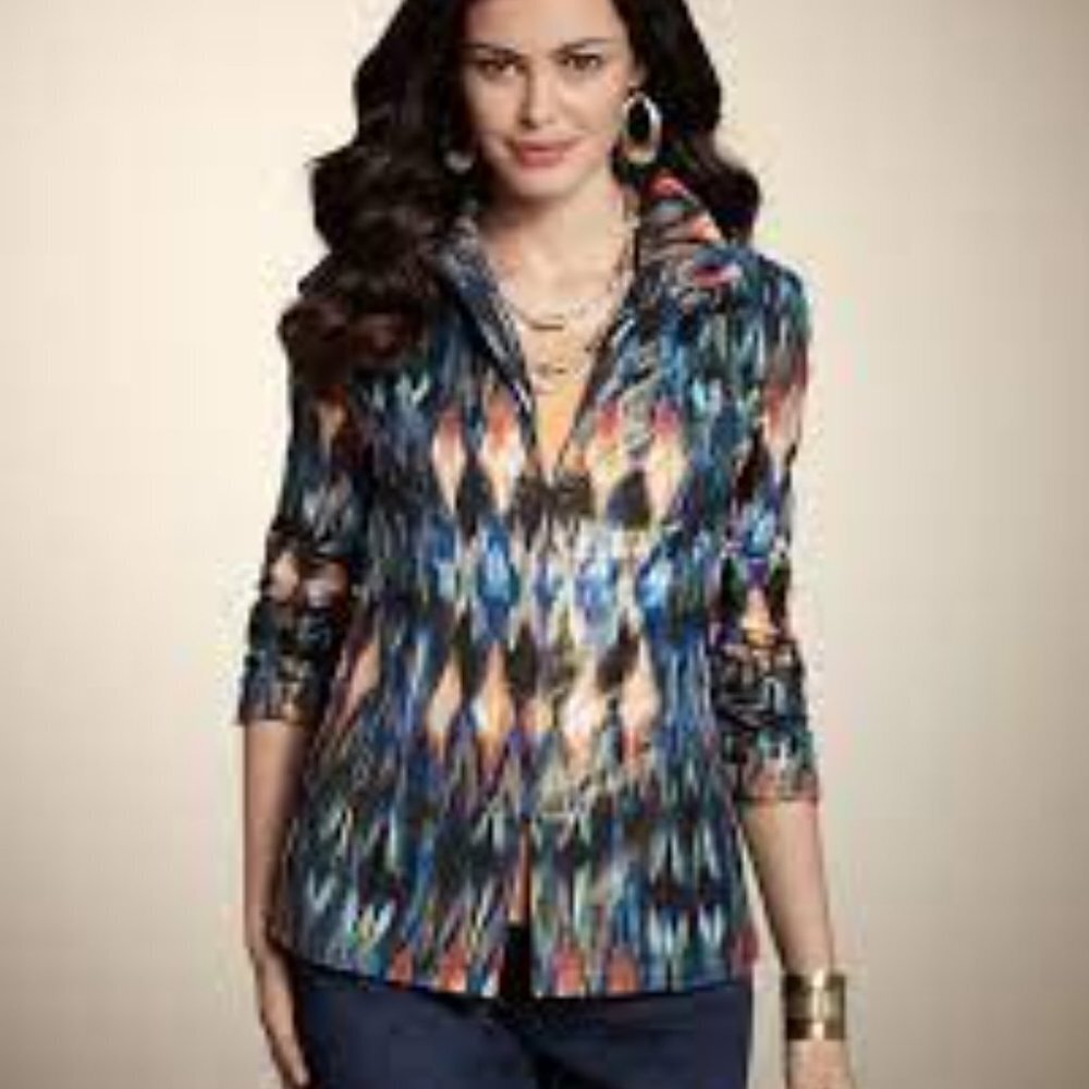 New Chico's Pianna Majestic Ikat Jacket Size 1 US M